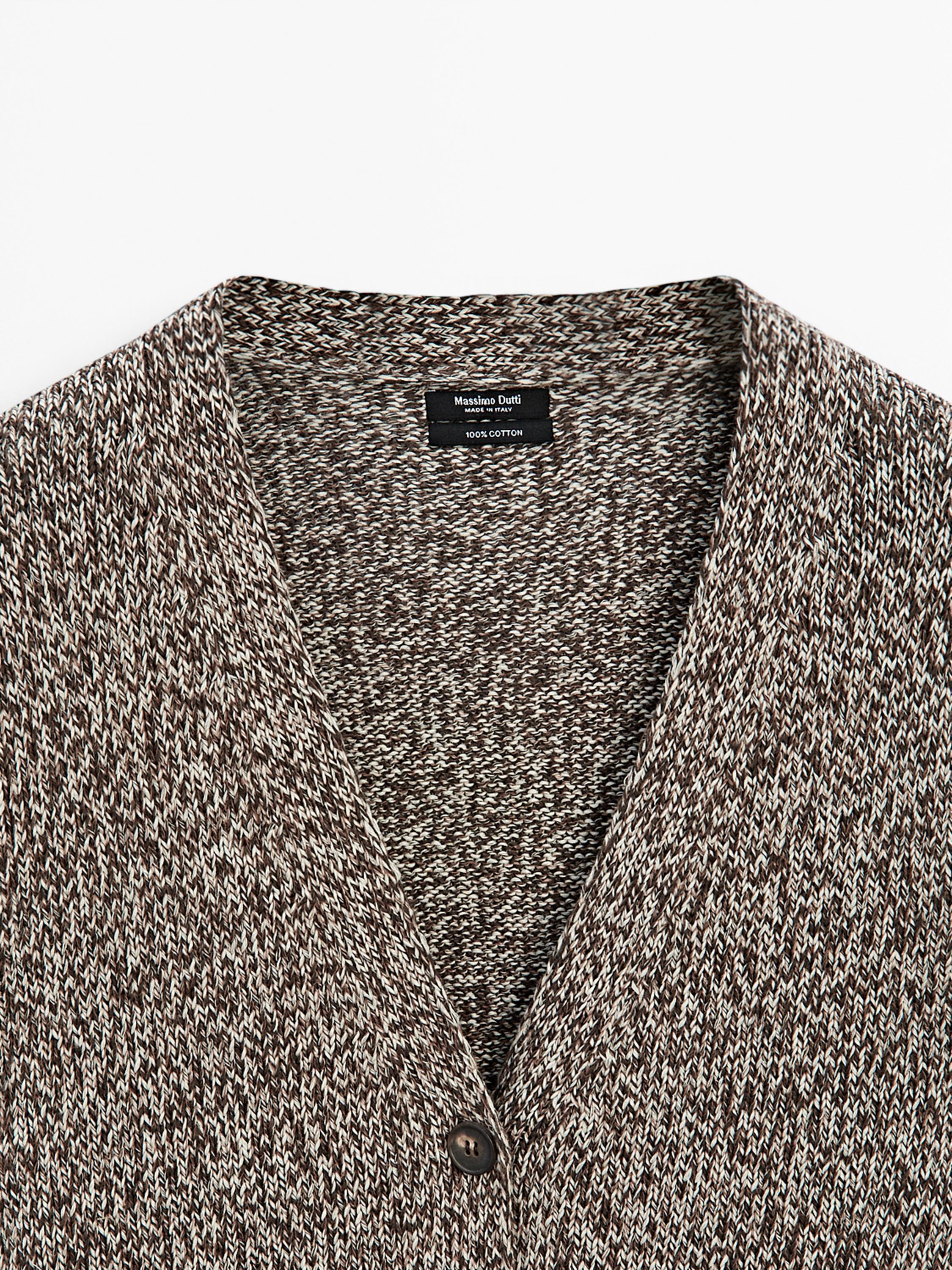 Mouliné V-neck long cardigan